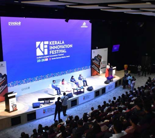 A panel on the Theatre stage in front of the LED wall